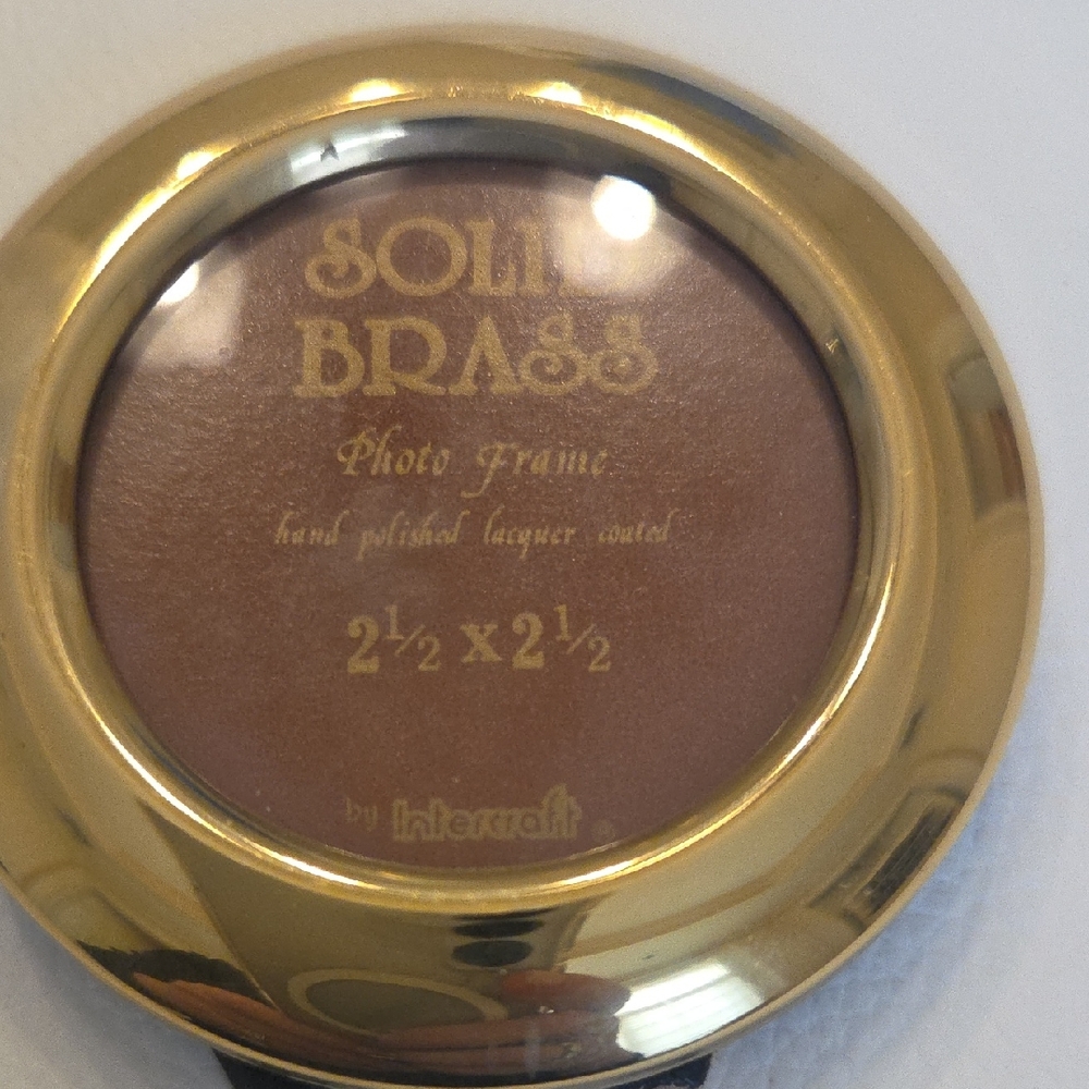 Solid Brass Round Photo Frame - Gold Tone